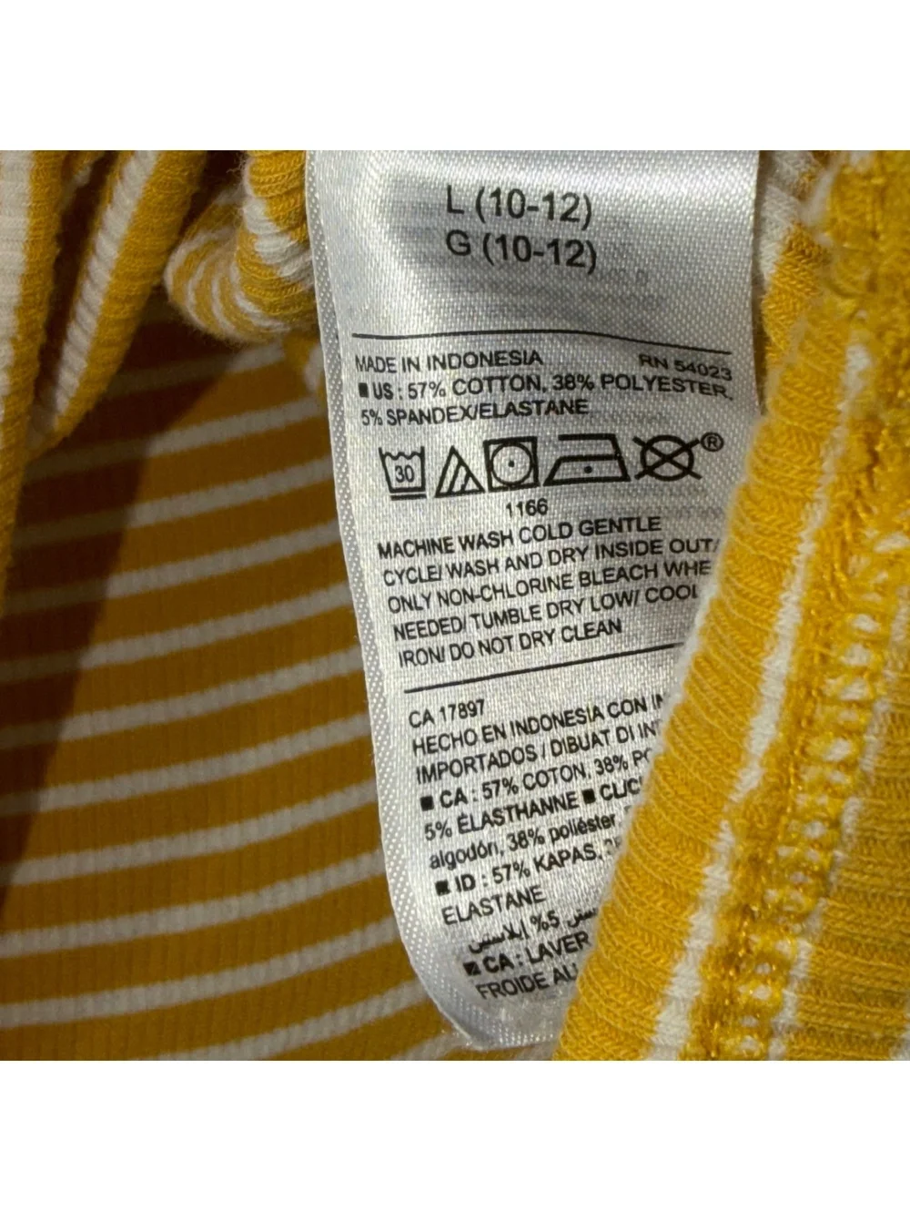 Old Navy L 10-12 Mustard Striped Button Front Top
